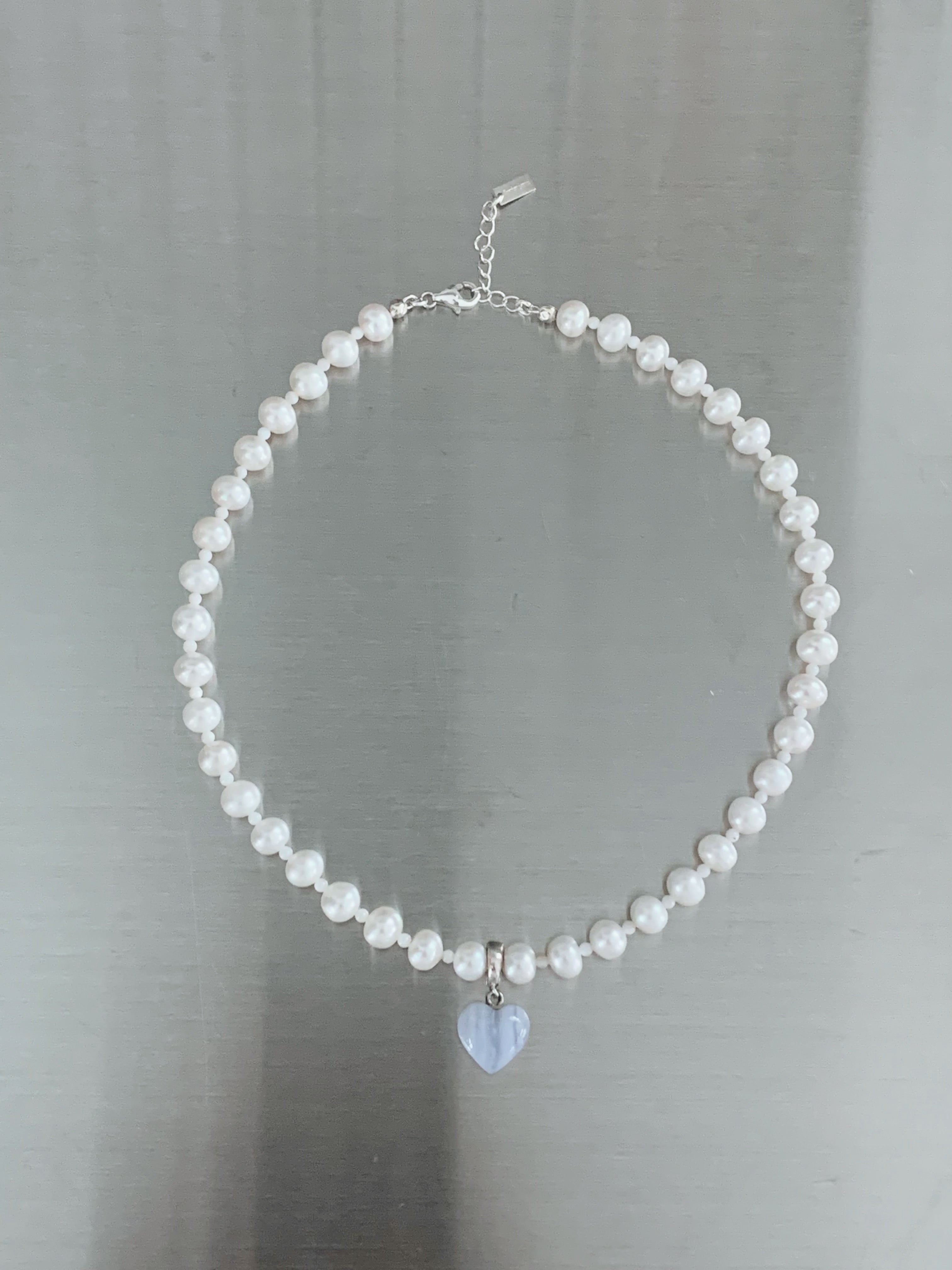 [925silver] Heidi's pearl heart necklace