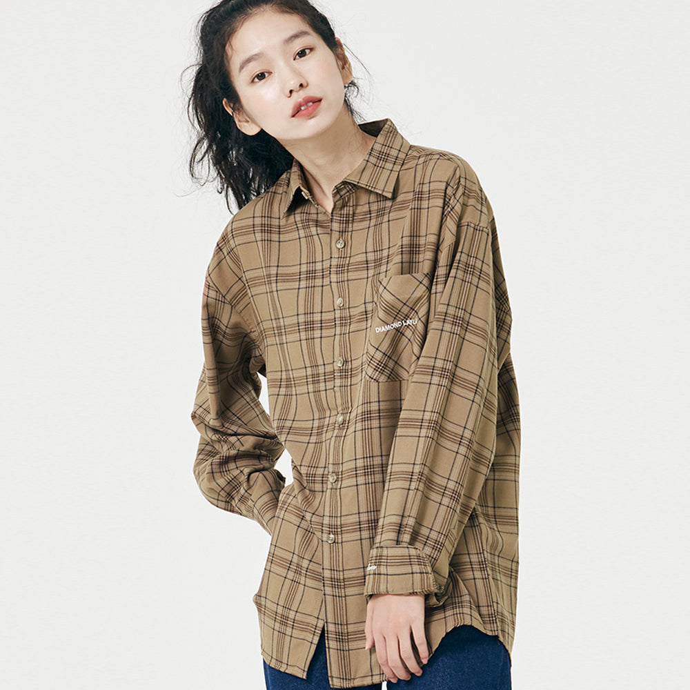 Layla endless love Fluff Mood Check shirt S24 Brown