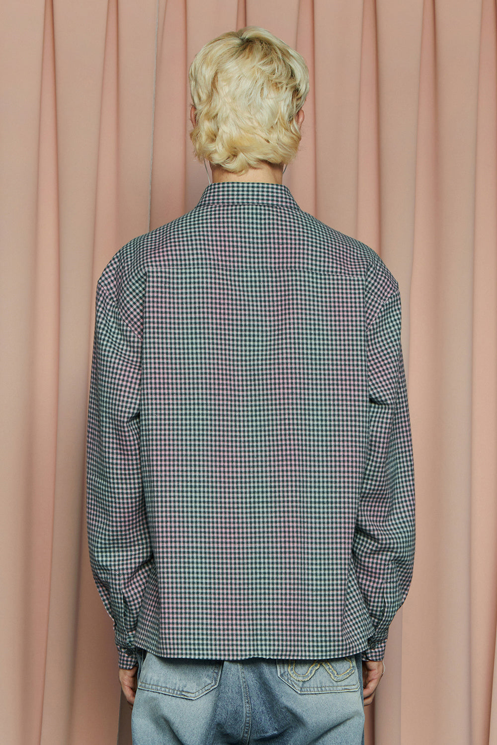 SYMBOL CHECK SHIRT / GREEN&PINK