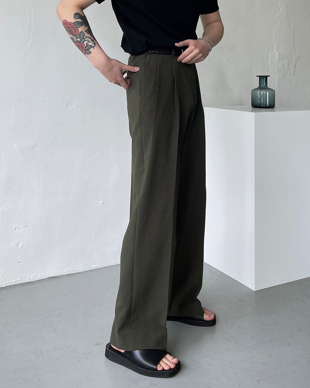 FL Niver Two-Tuck Side Banding Wide Slacks (4 colors)