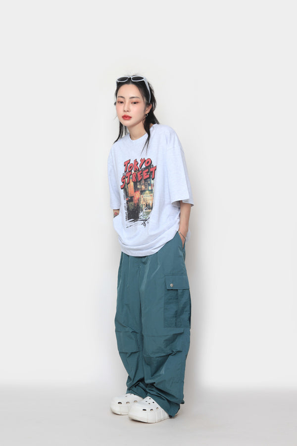 Snap Wide Cargo Pants