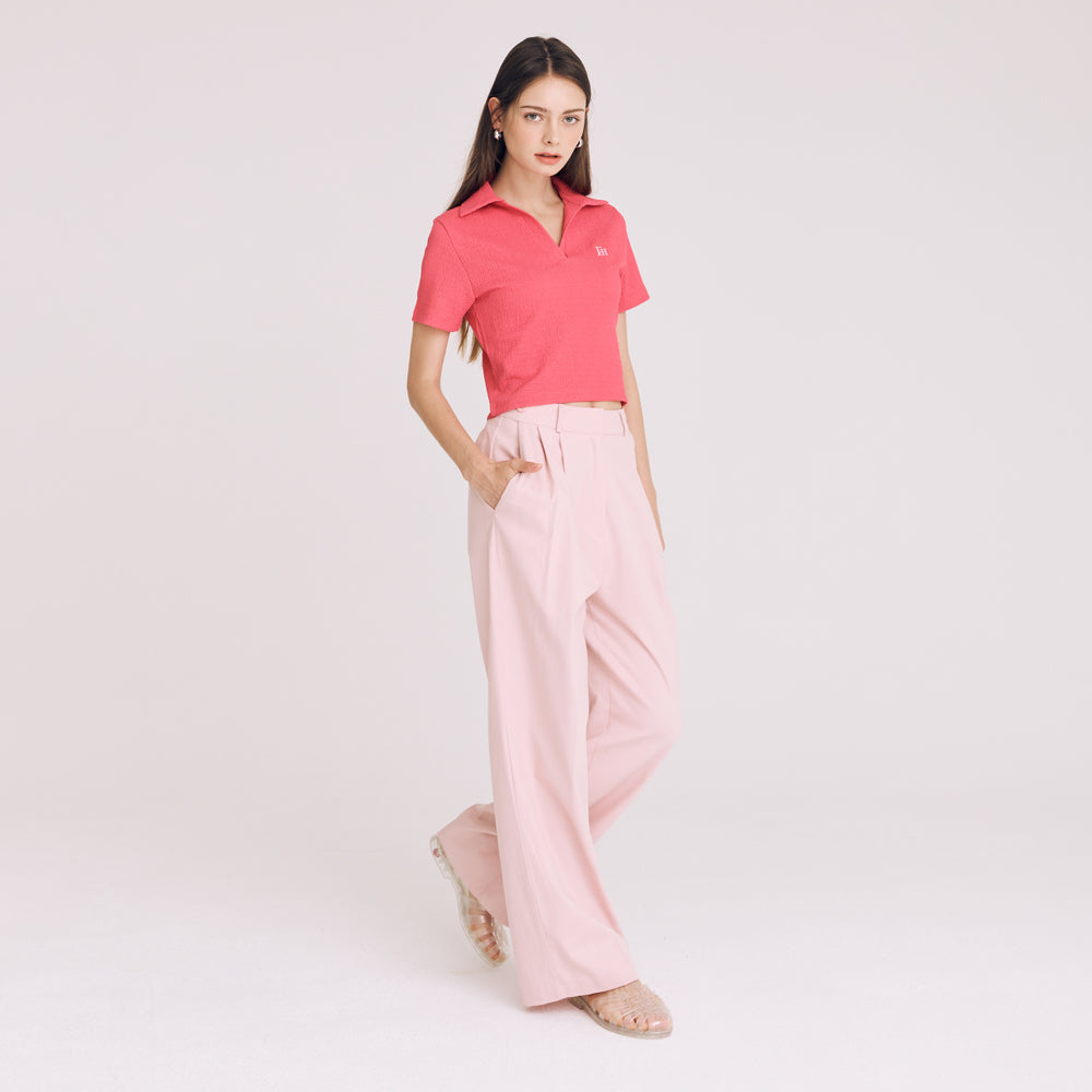 TWOTUCK COTTON WIDE PANTS (PINK)