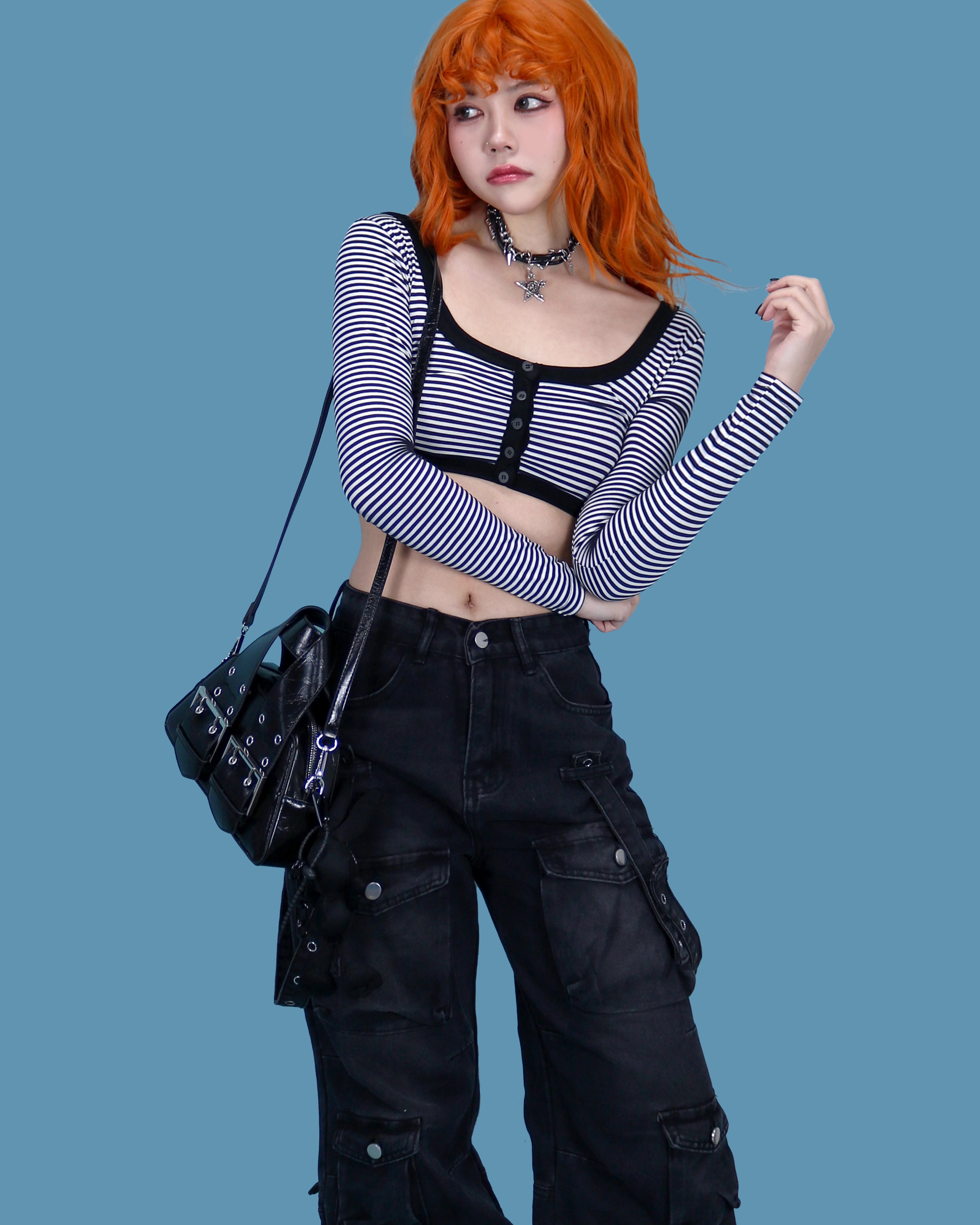 x crop striped T (3color)