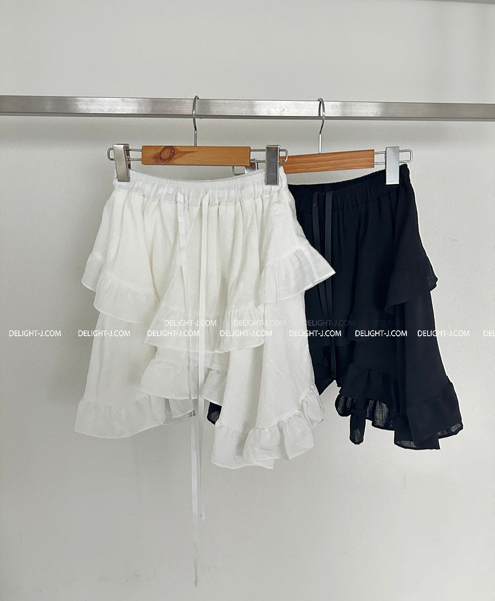 Soppy unbalanced frill cancan skirt