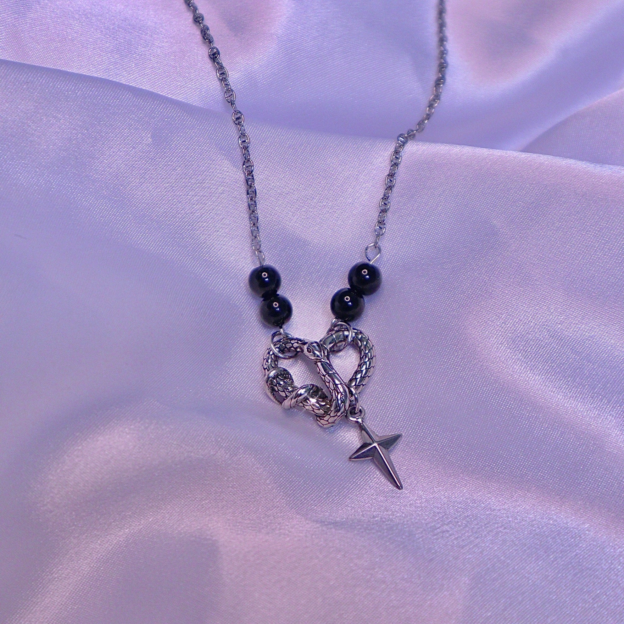 heart snake cross necklace