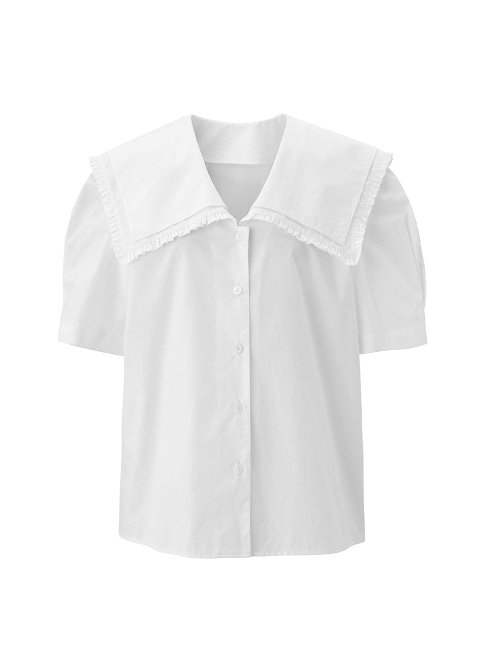 Double frill blouse - White