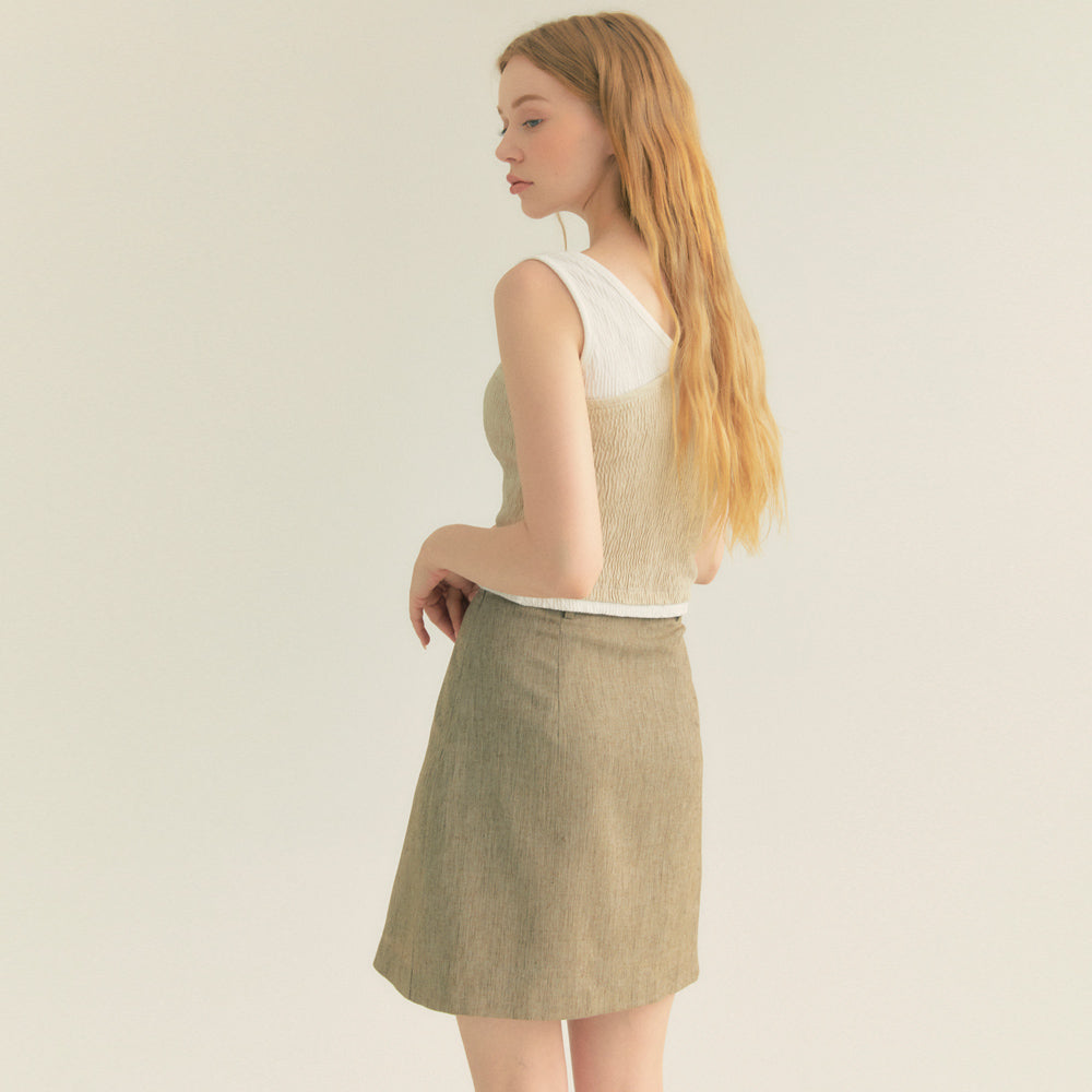 Linen Basic Skirt (Khaki)