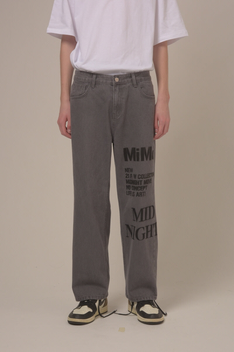 [unisex] C logo pants (dark grey)