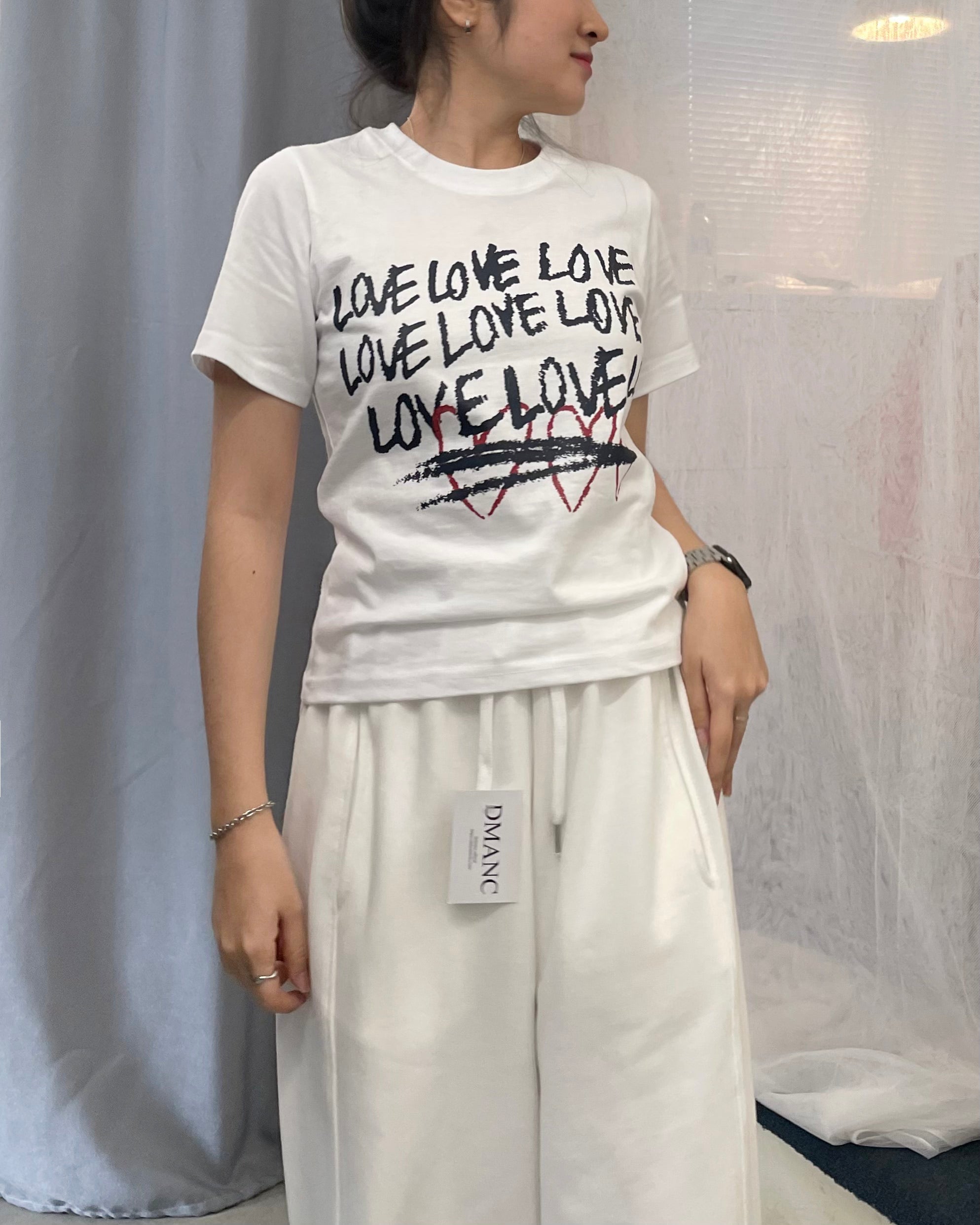 LOVE VINTAGE BASIC CROP HALF T-SHIRT