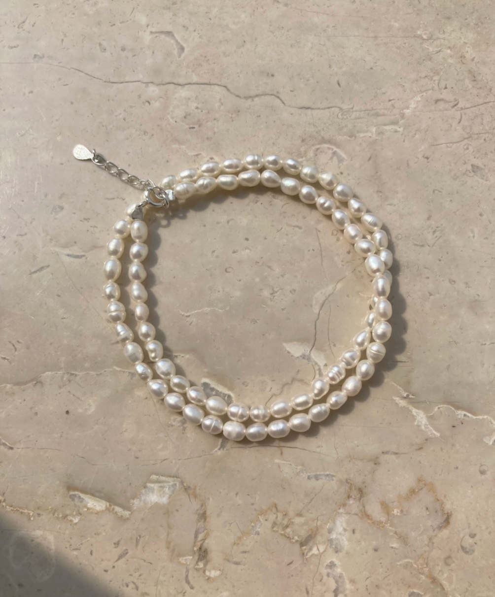 [92.5silver] rice pearl necklace