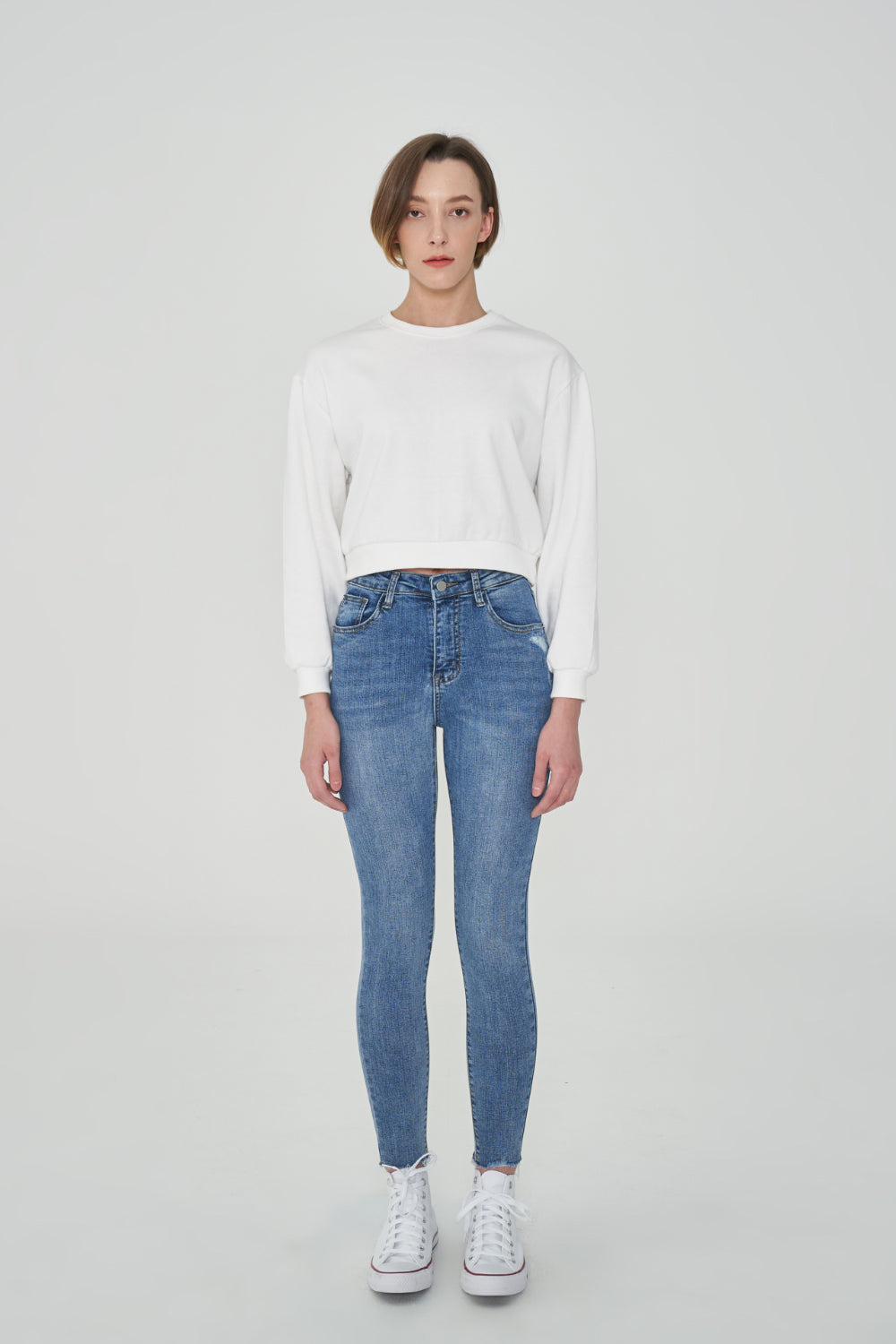 HIGH WAIST LIGHT BLUE SKINNY JEAN [6808]