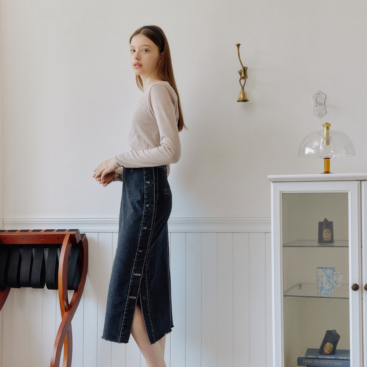 ラップデニムスカート / WRAP DENIM SKIRT_GRAY