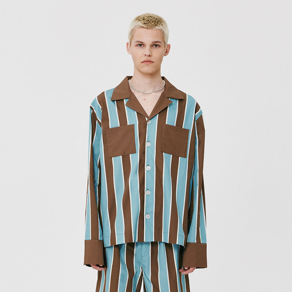 (M) Brownie Stripe PJ Shirts