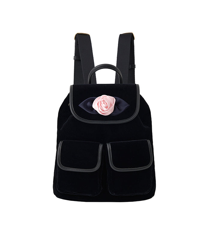 velvet rose corsage backpack_pink