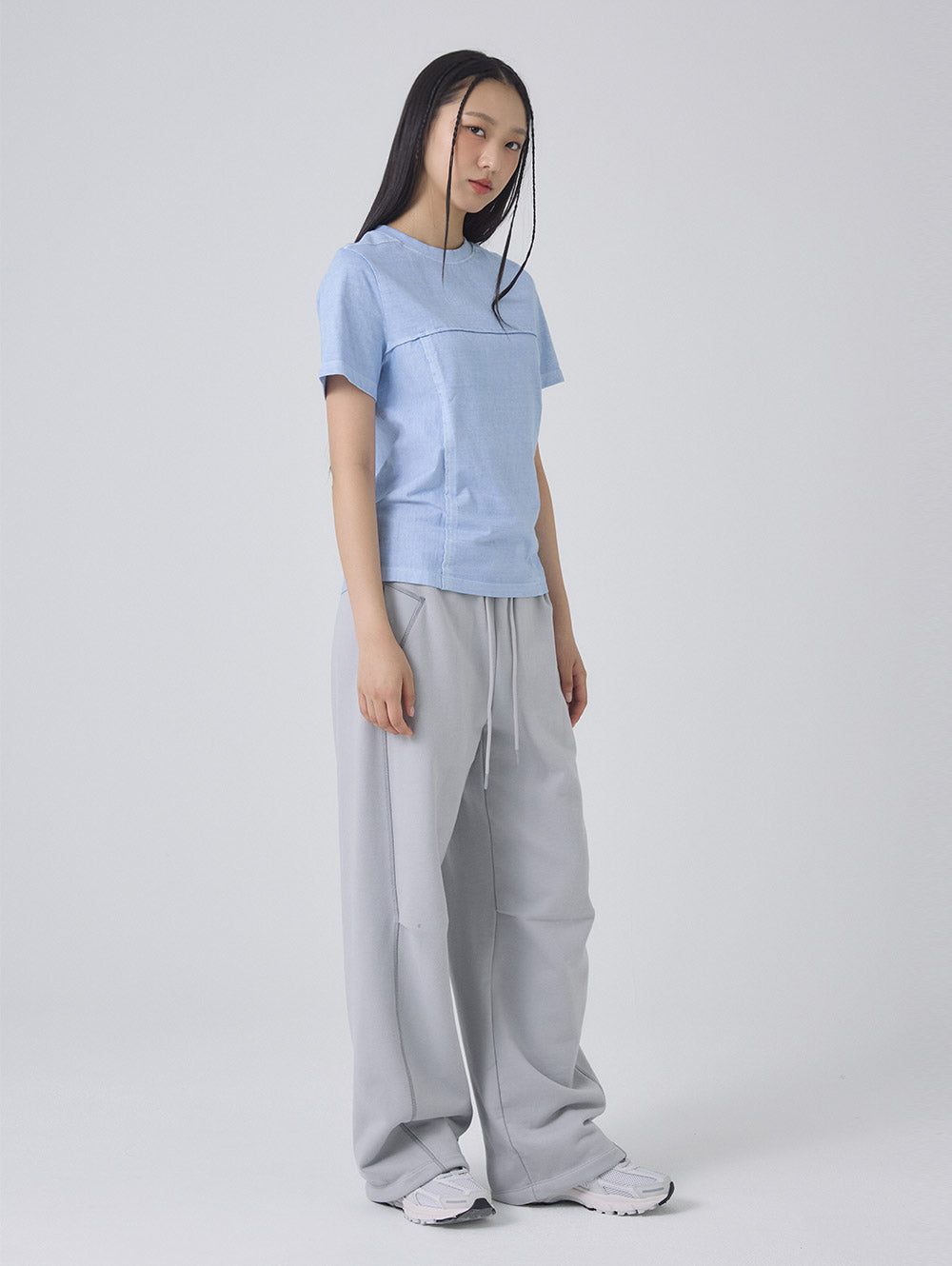 GARMENT DYED SEAM POINT T-SHIRTS [BABY BLUE]