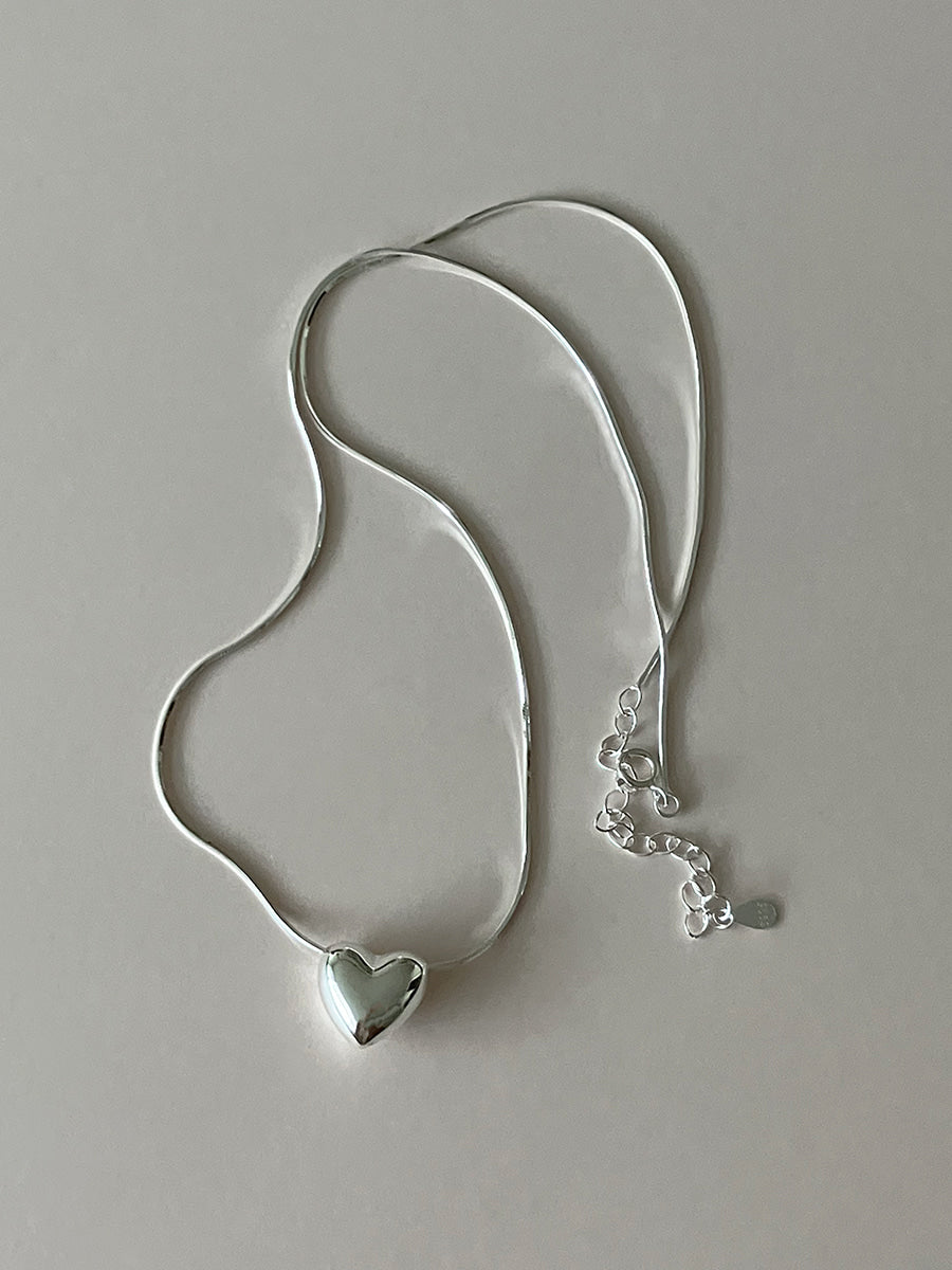 [92.5silver] silky heart necklace