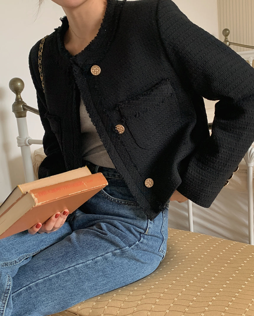 Klei tweed Vintage Cropped Jacket