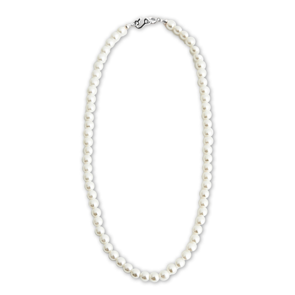 [925 SILVER] 6mm Basic Pearl Necklace