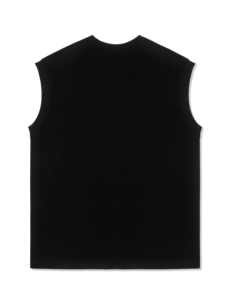 UNISEX Overfit Single MAISON Printing Sleeveless Top Black(FCB2TS300M)