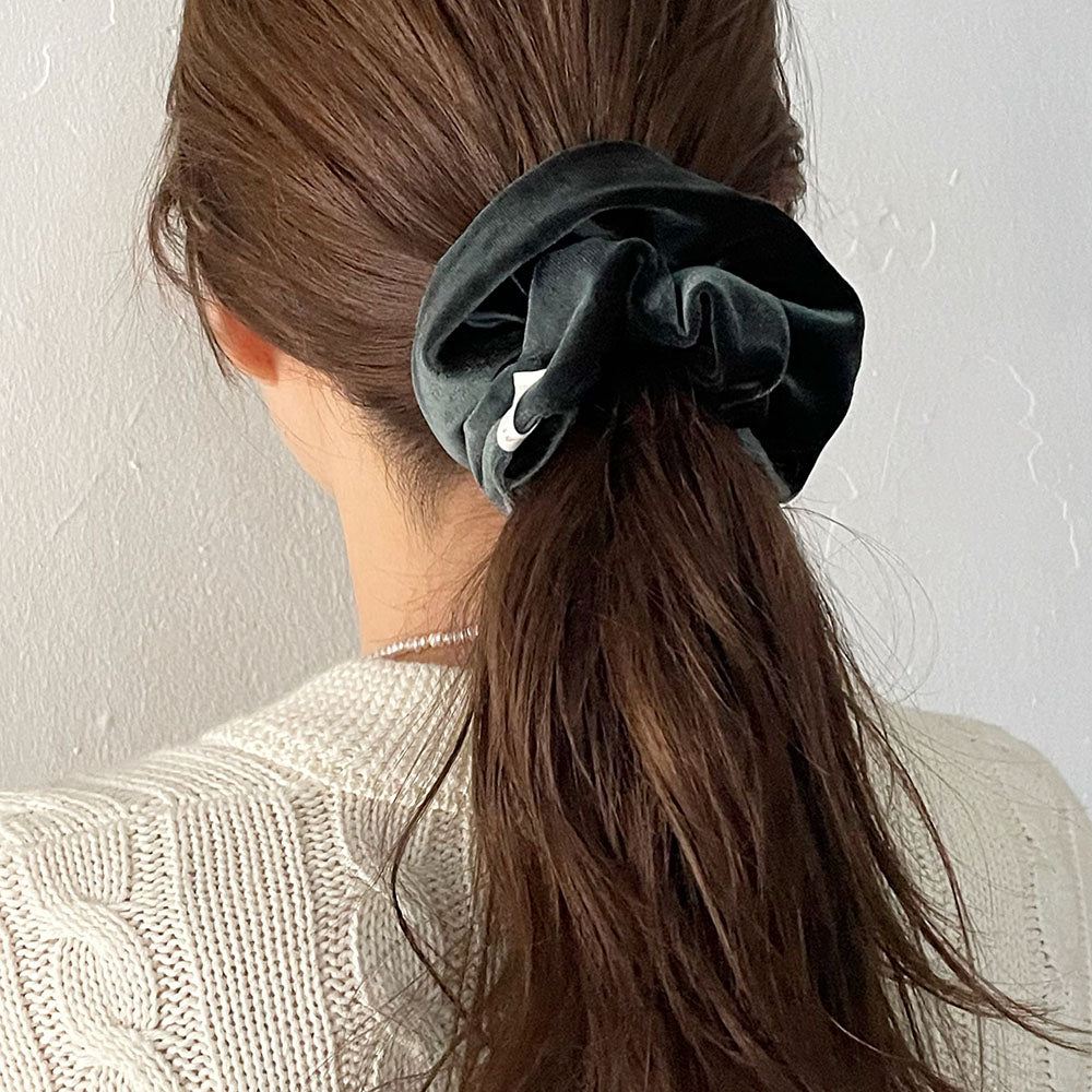 oar Vintage Velvet Volume Scrunchie[Deep Green]