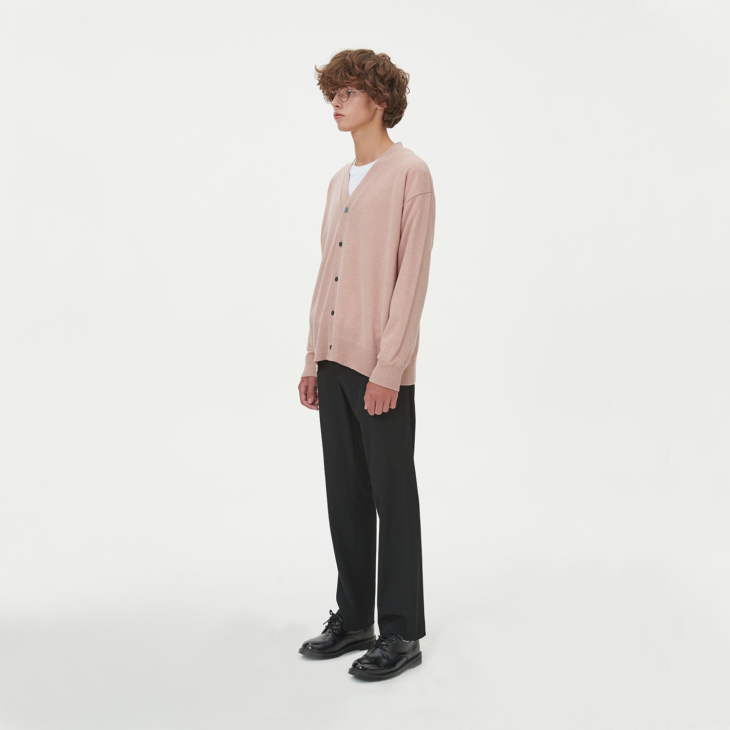 LAMBSWOOL V NECK CARDIGAN_PINK