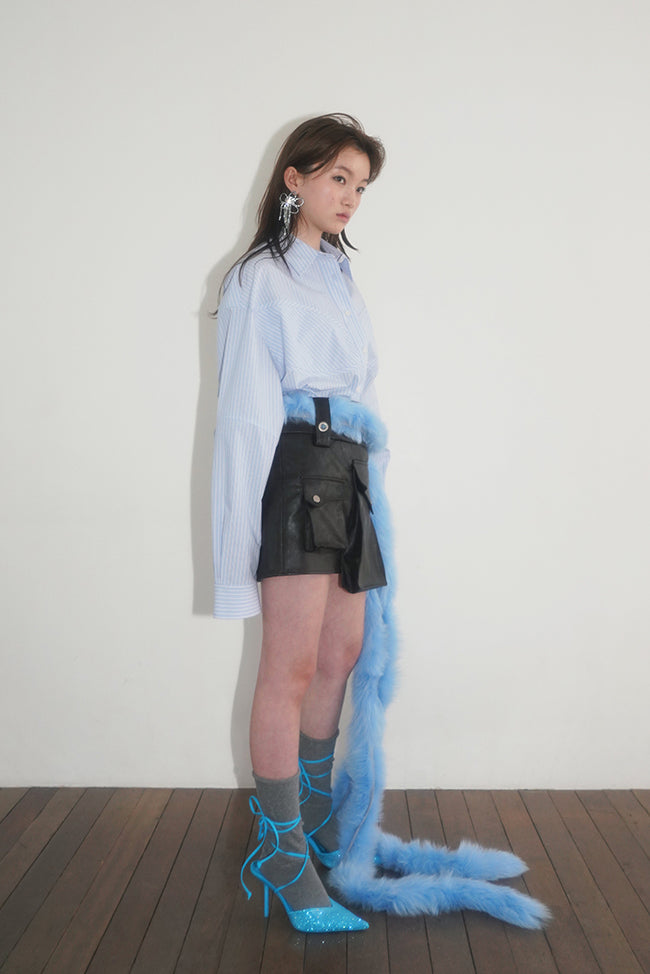 BACK WIDE STRAP OVERSIZED SHIRT IN BLUE STRIPE