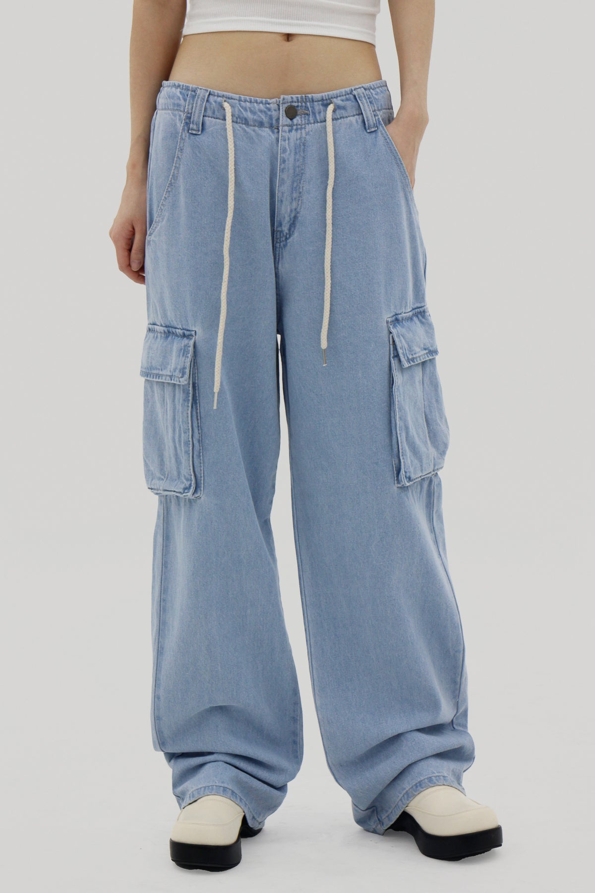 Denim Cargo Wide Pants (2color)