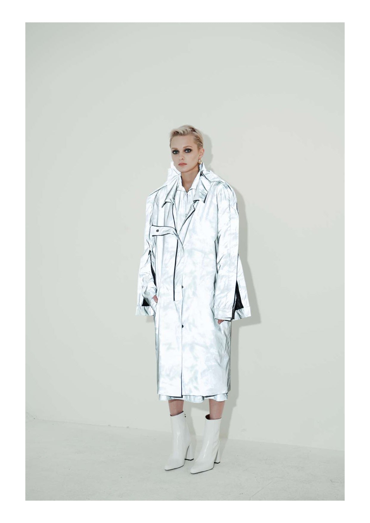 Refelctive Deconstructed Trench Coat