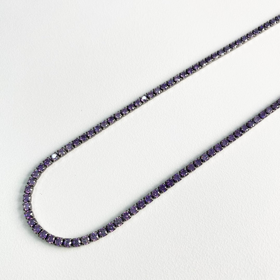 [ Silver 925 ] Black Color Tennis Necklace