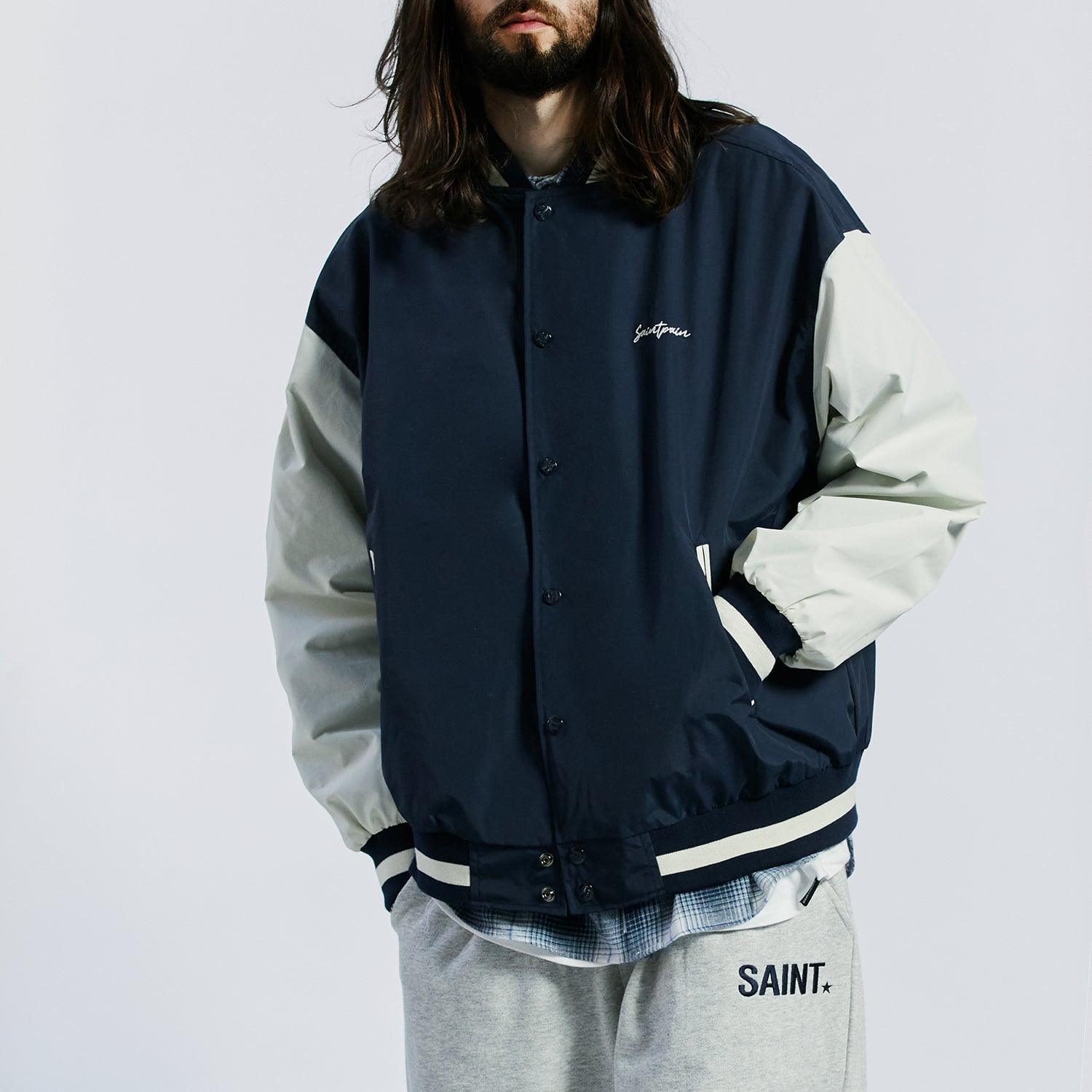 SP NYLON STADIUM JACKET-NAVY