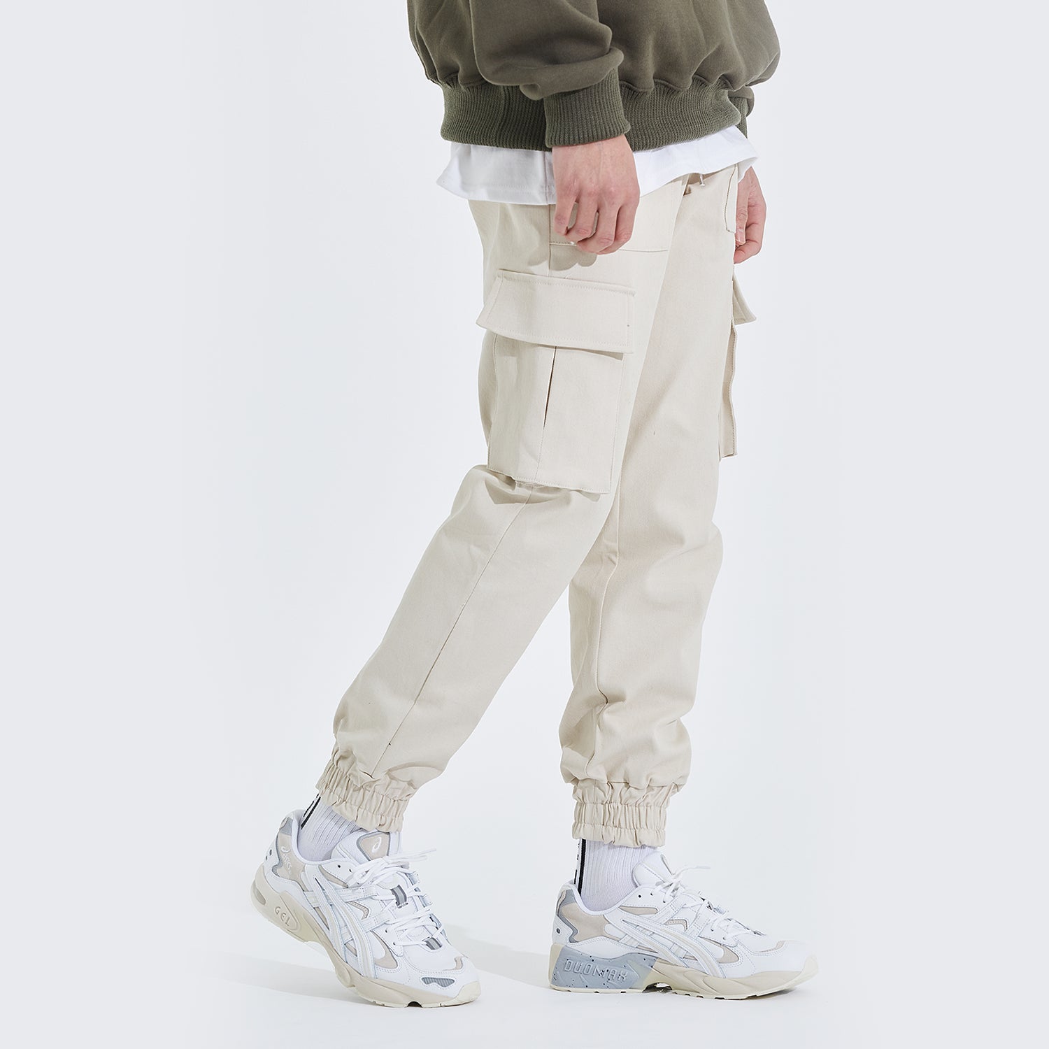 Premium Cotton Span Jogger Pants (CREAM)