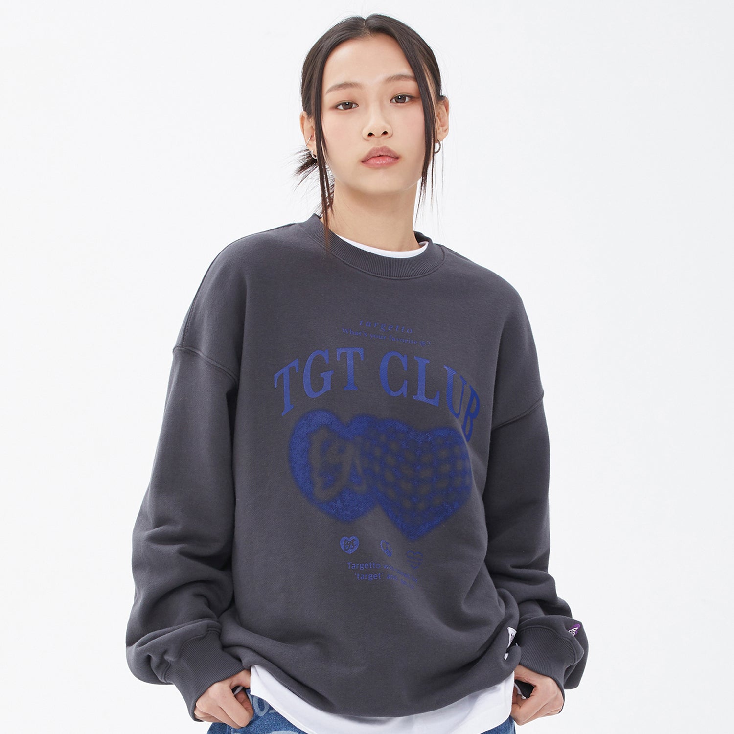 NET HEART SWEAT SHIRT(CHARCOAL)