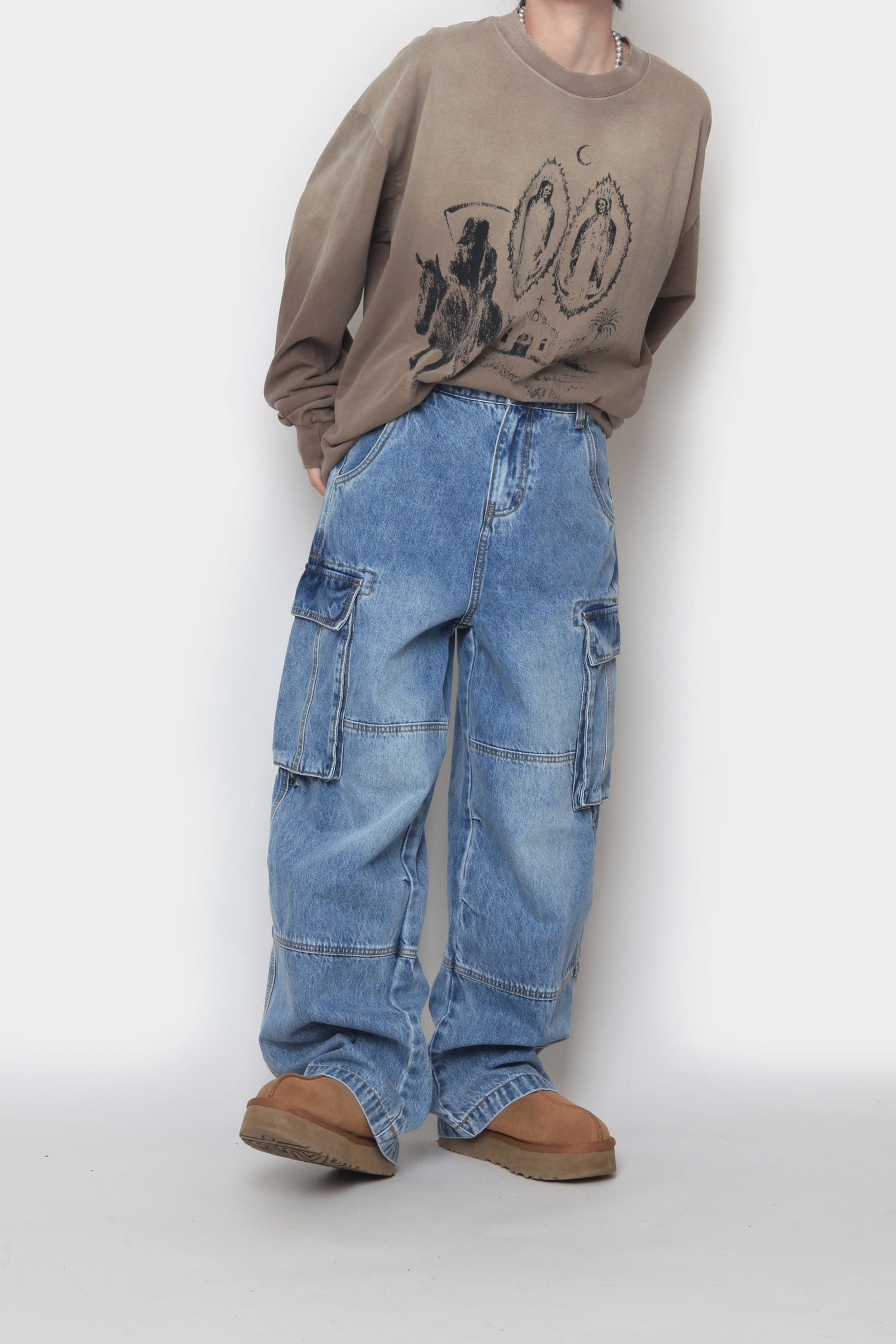 Monster cargo denim pants