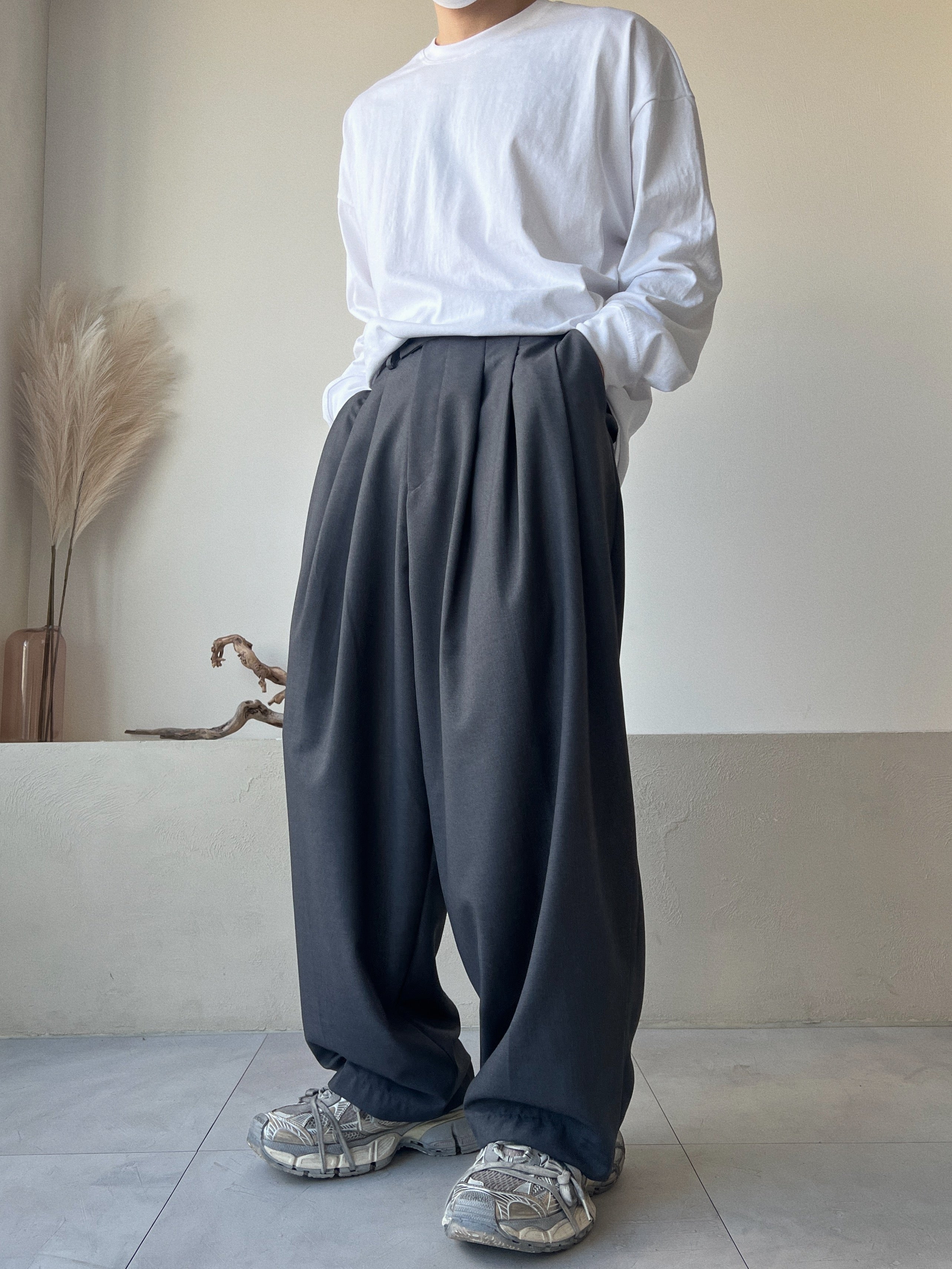 Triple Pintuck Wide Slacks(2colors)