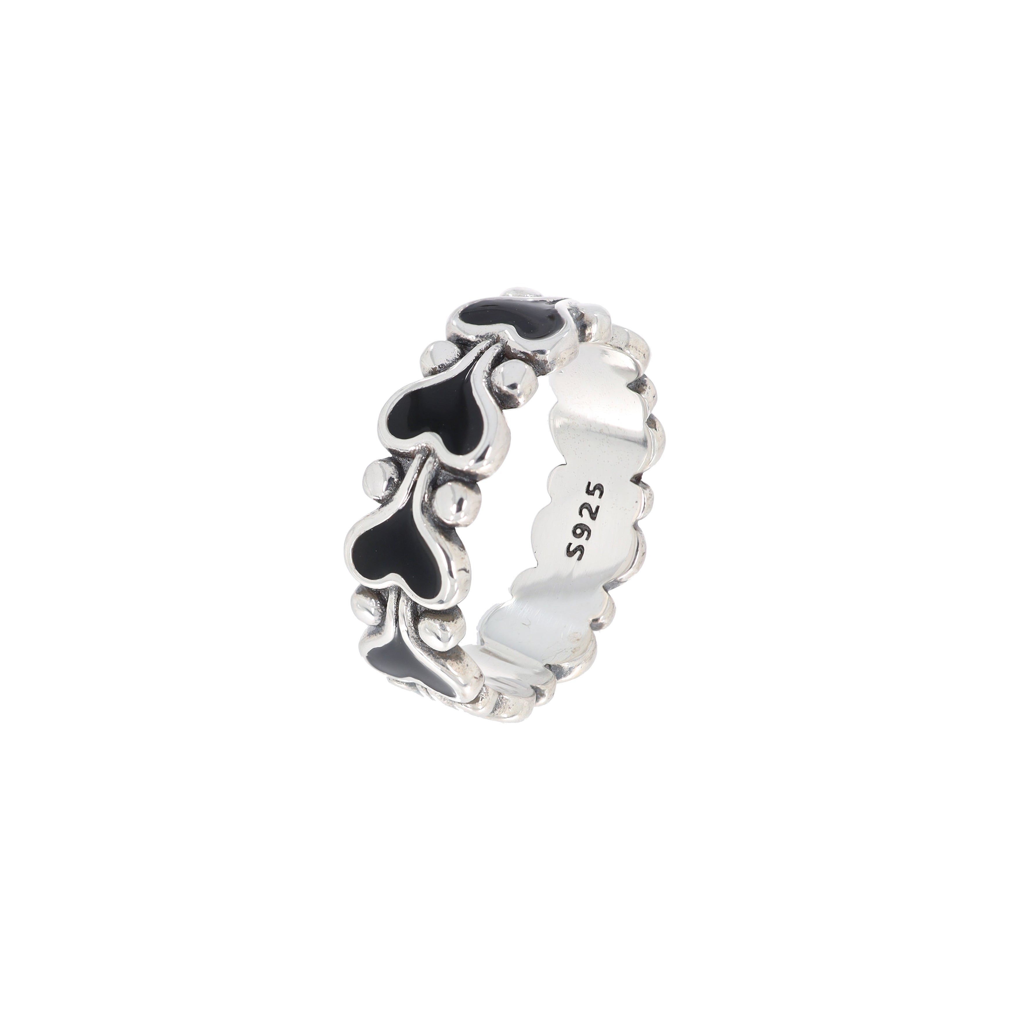 Black Enamel Heart Ring