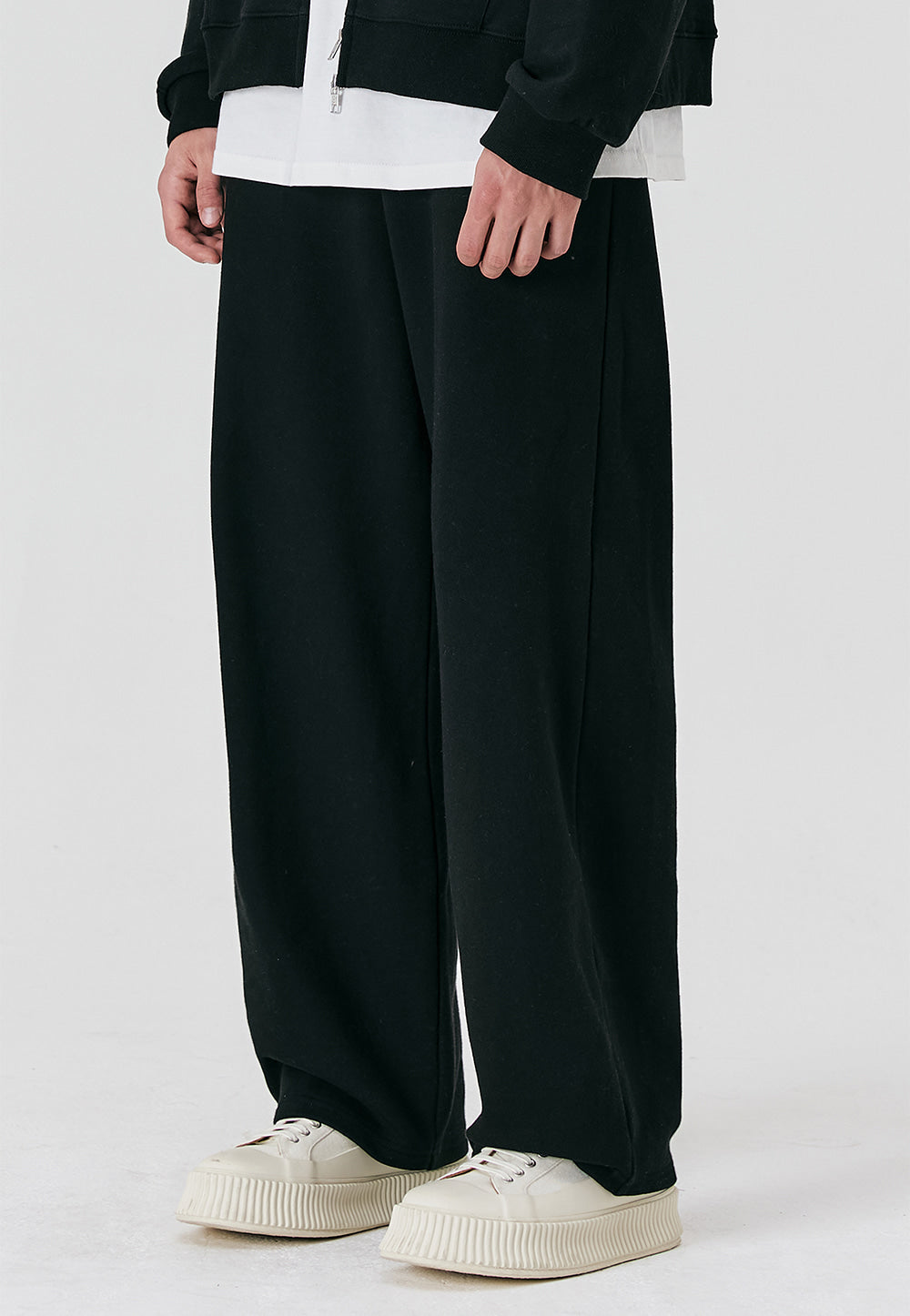 Signature relax wide pants - BLACK