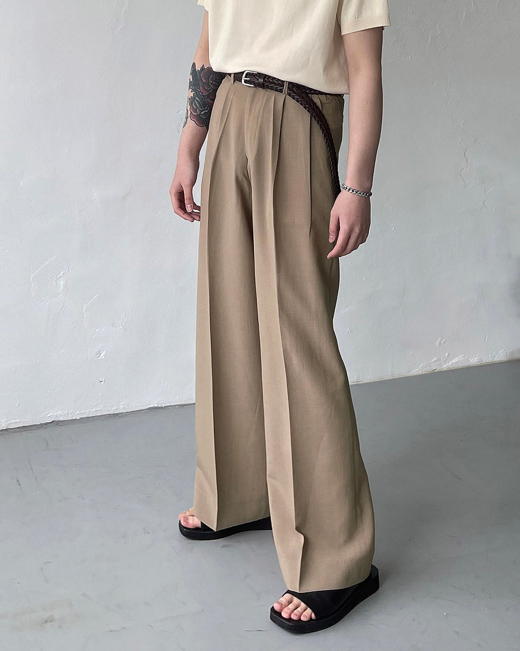 FL Niver Two-Tuck Side Banding Wide Slacks (4 colors)