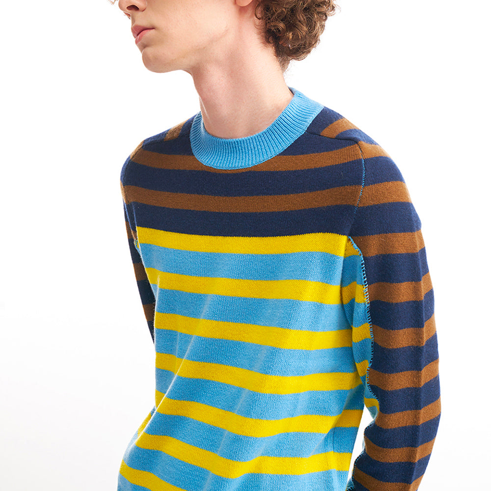 HAND STITCHED STRIPE PULLOVER_SKY BLUE