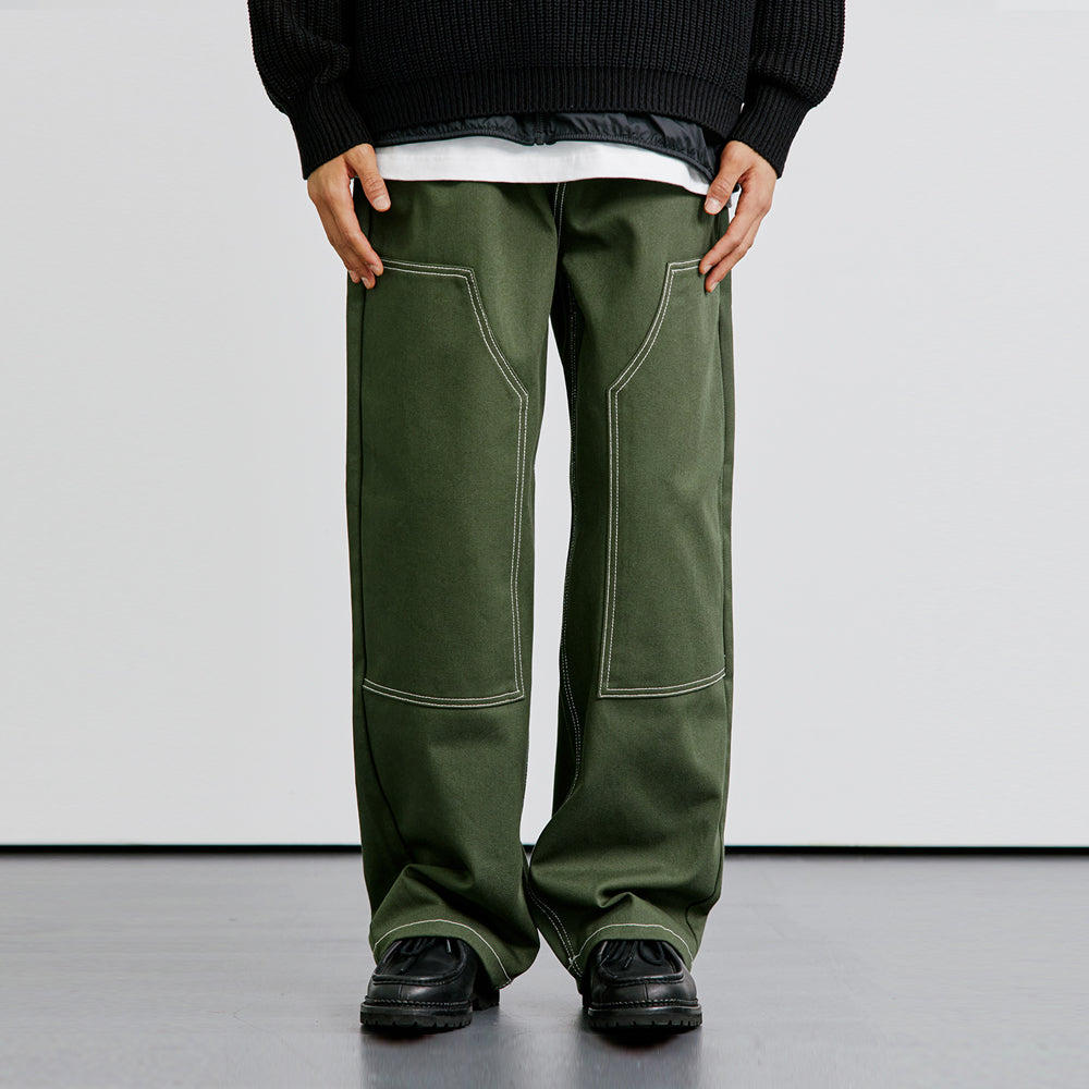 HIROI DOUBLE KNEE WIDE PANTS KHAKI