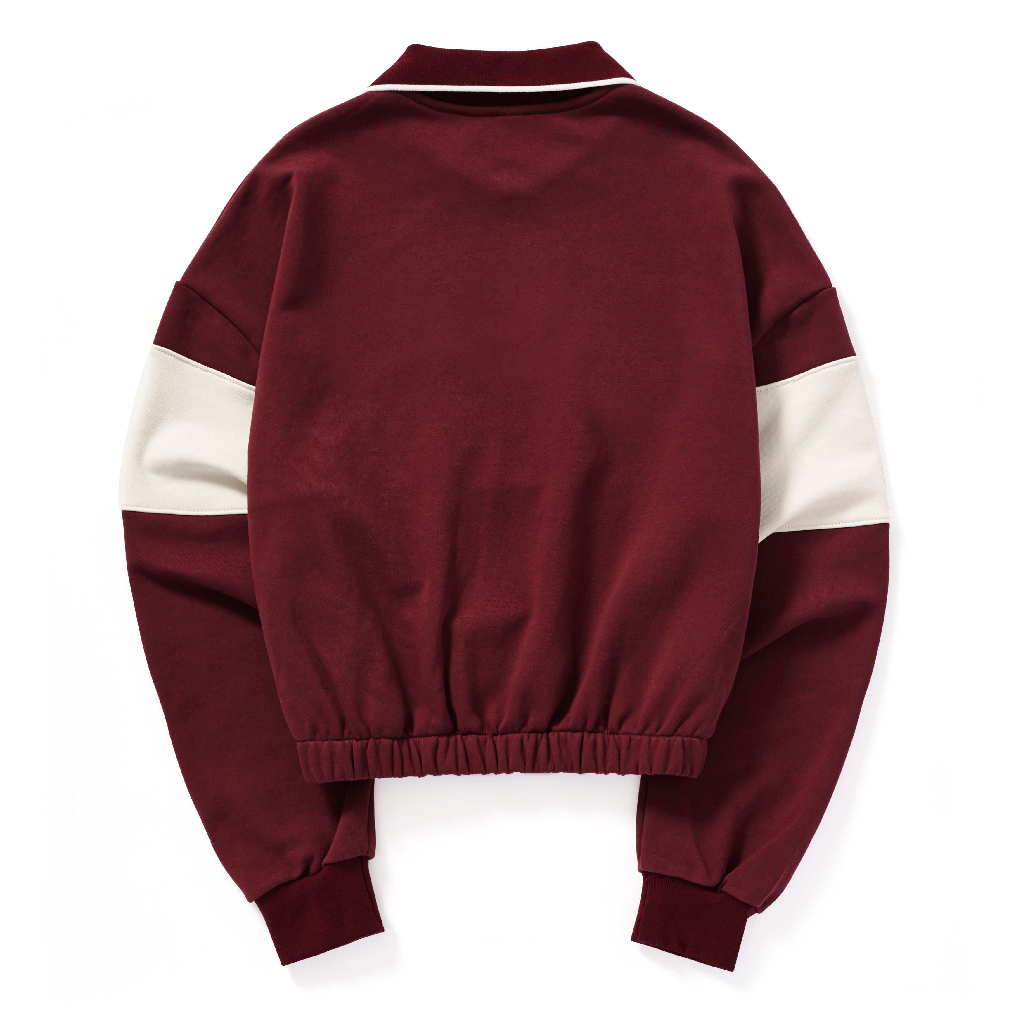 COLOR BLOCK COLLAR SWEATSHIRT_BURGUNDY