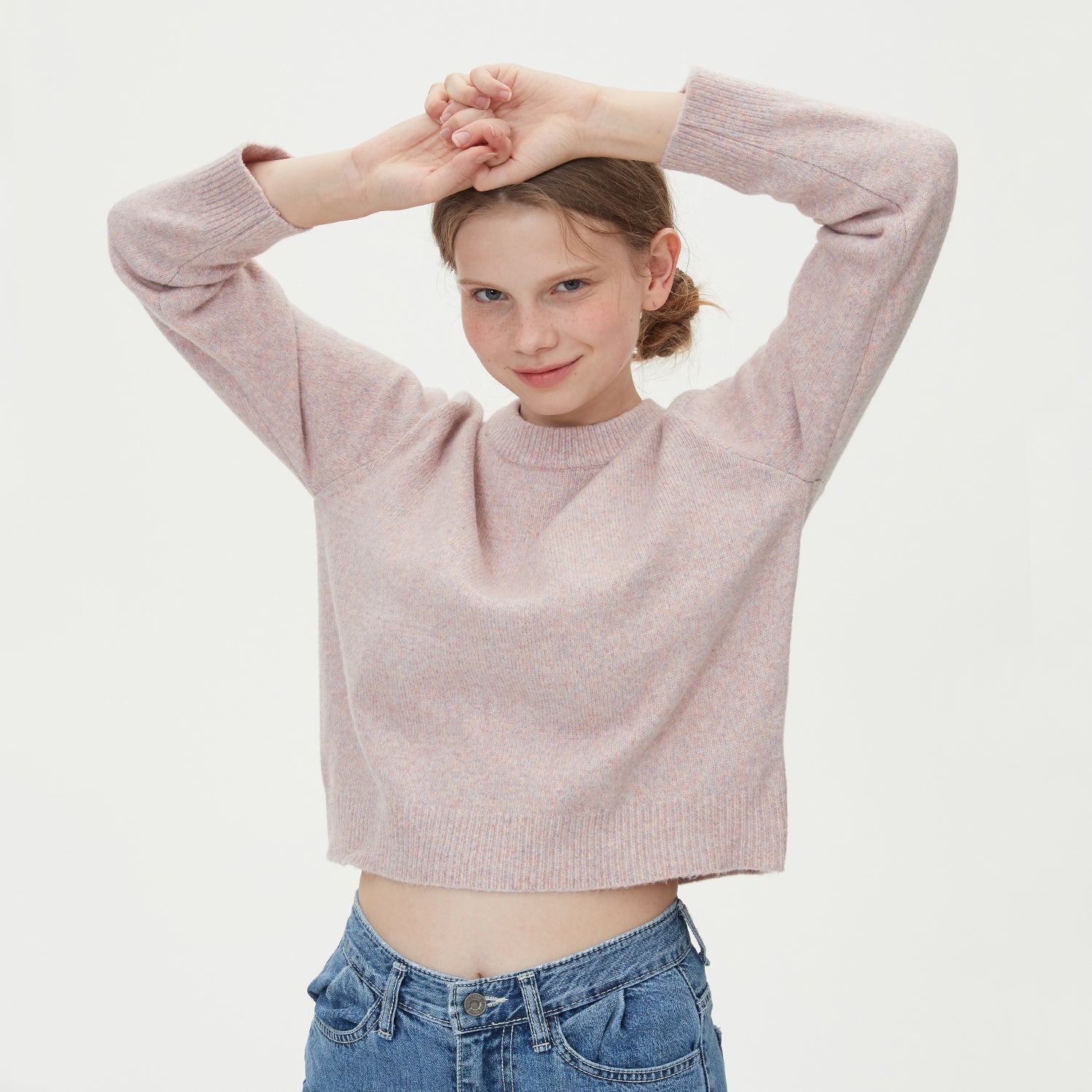 ROUND NECK WOOL KNIT_PINK