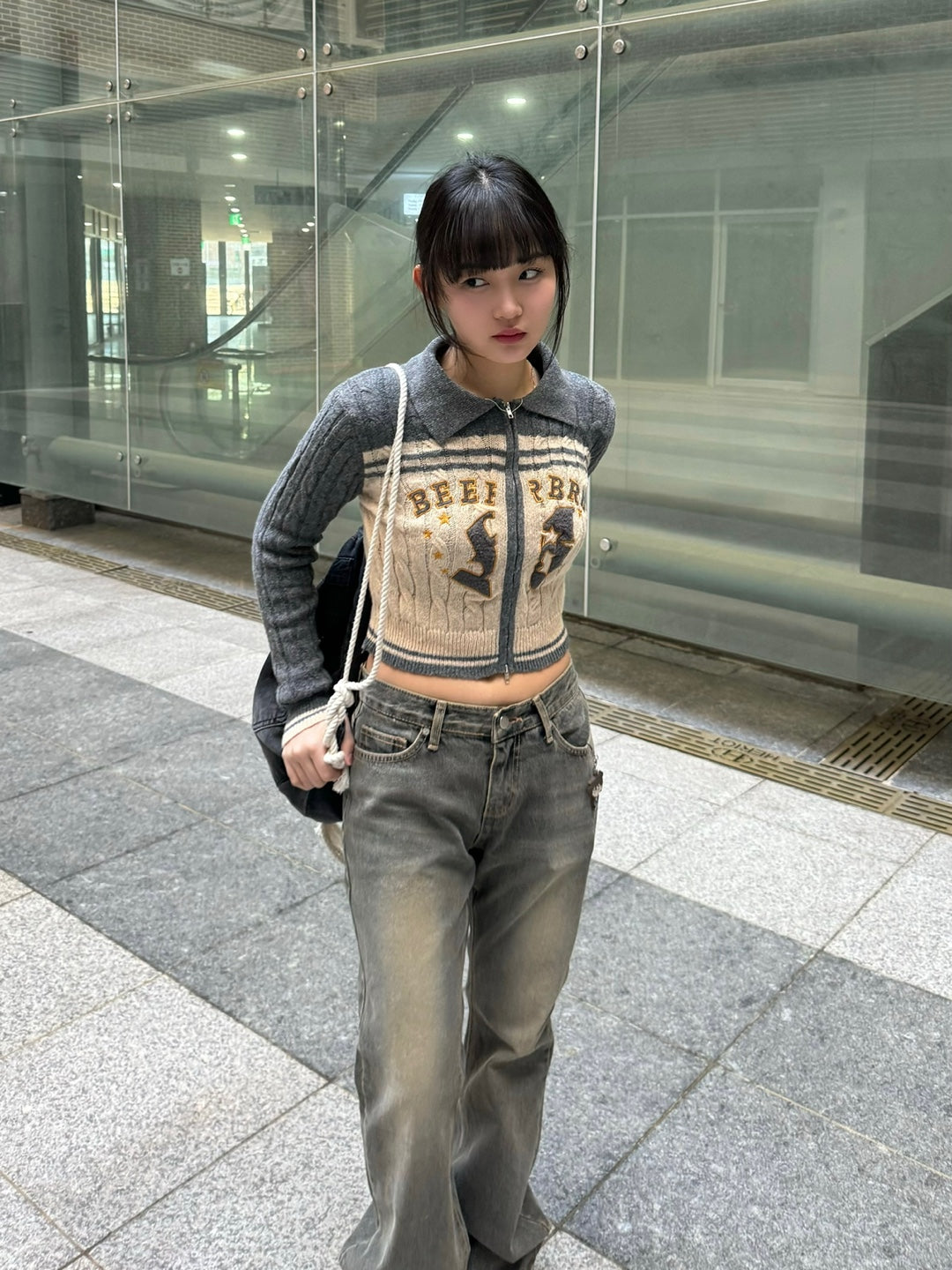 Grayish Low-rise Bootcut Denim