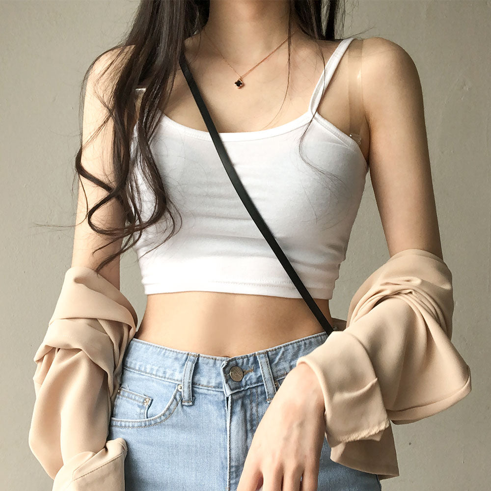 [Basic Item]Crop strap top that you want to wear every day for comfort