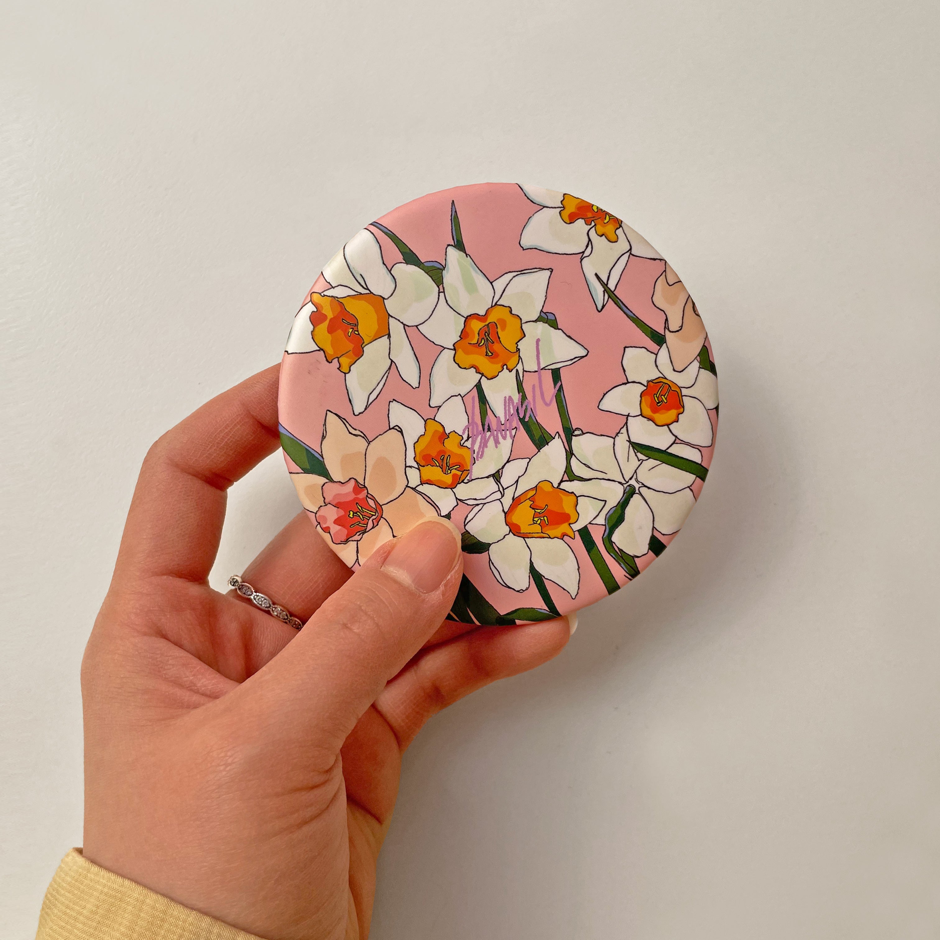 Narcissus (Pink) Hand Mirror