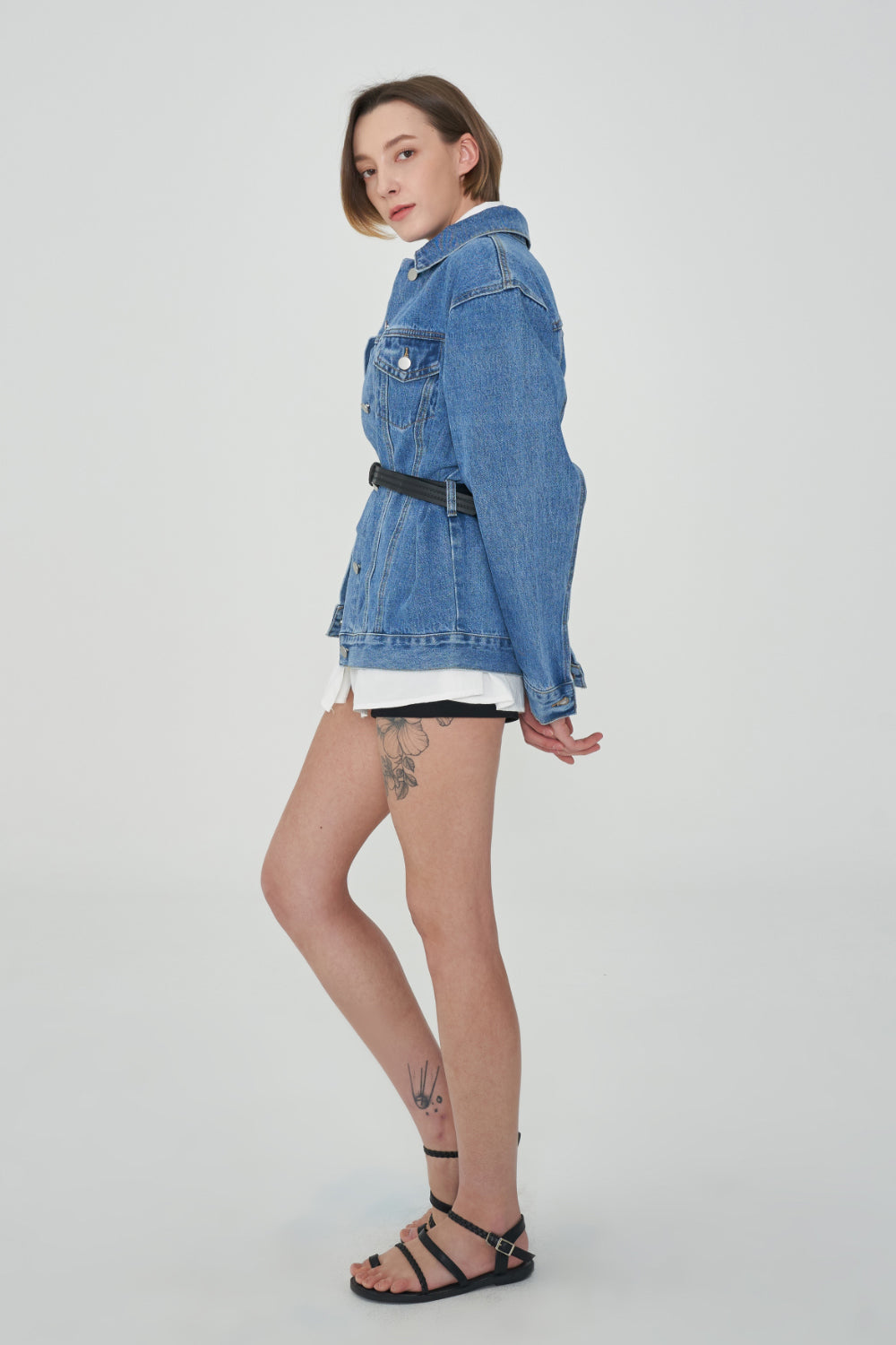 SEMI OVER FIT BELT SET DENIM JACKET [1000]