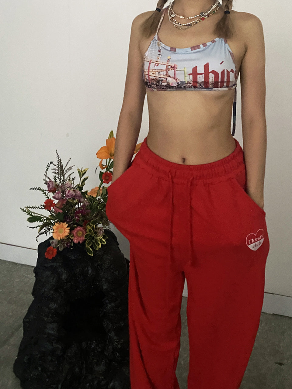 Basic sweat pants - Red