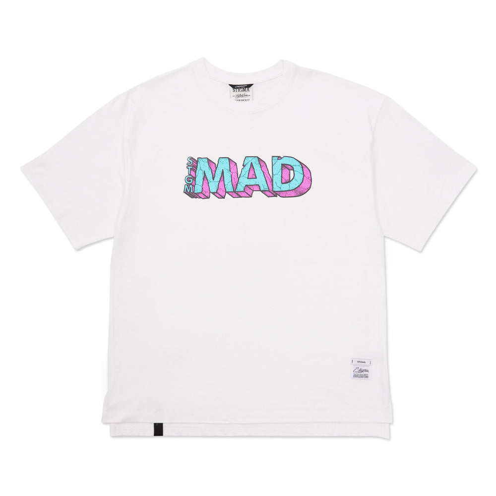 Mad Oversized Short Sleeves T-Shirts Black / White melange / white