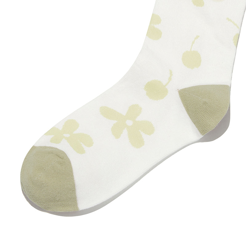 CHERRY PLANT PATTERN SOCKS [IVORY]