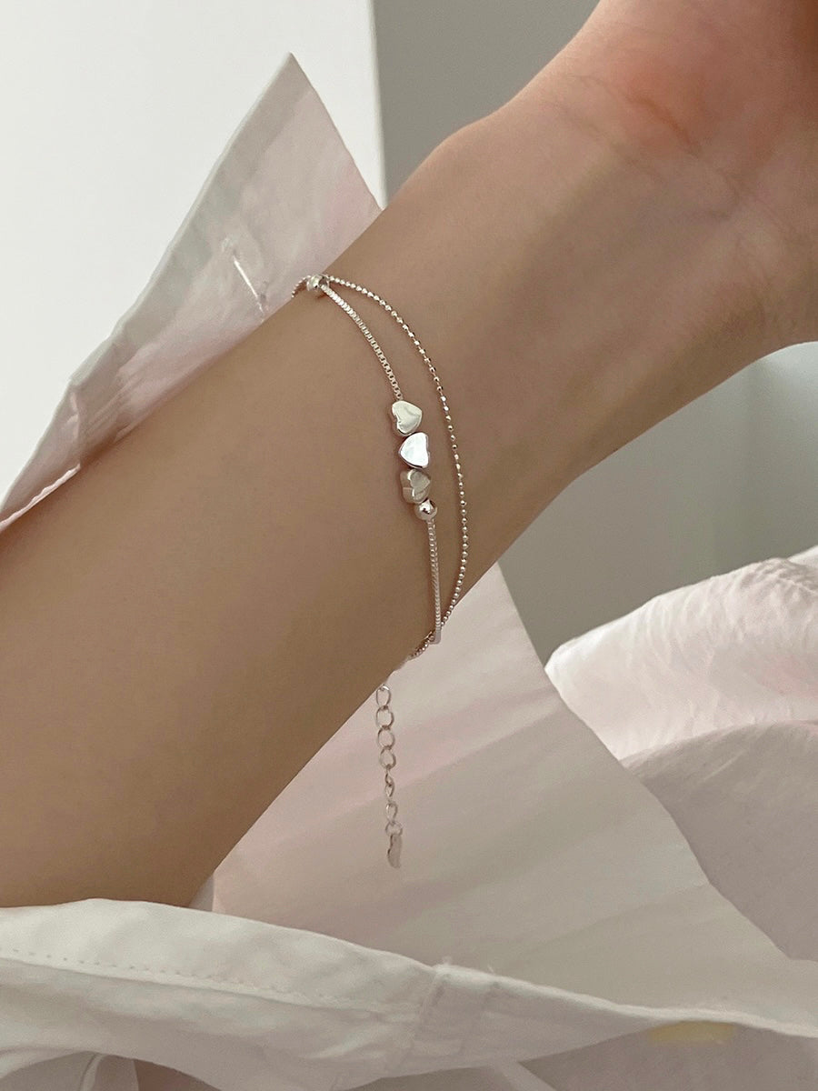 [92.5silver] triple heart bracelet