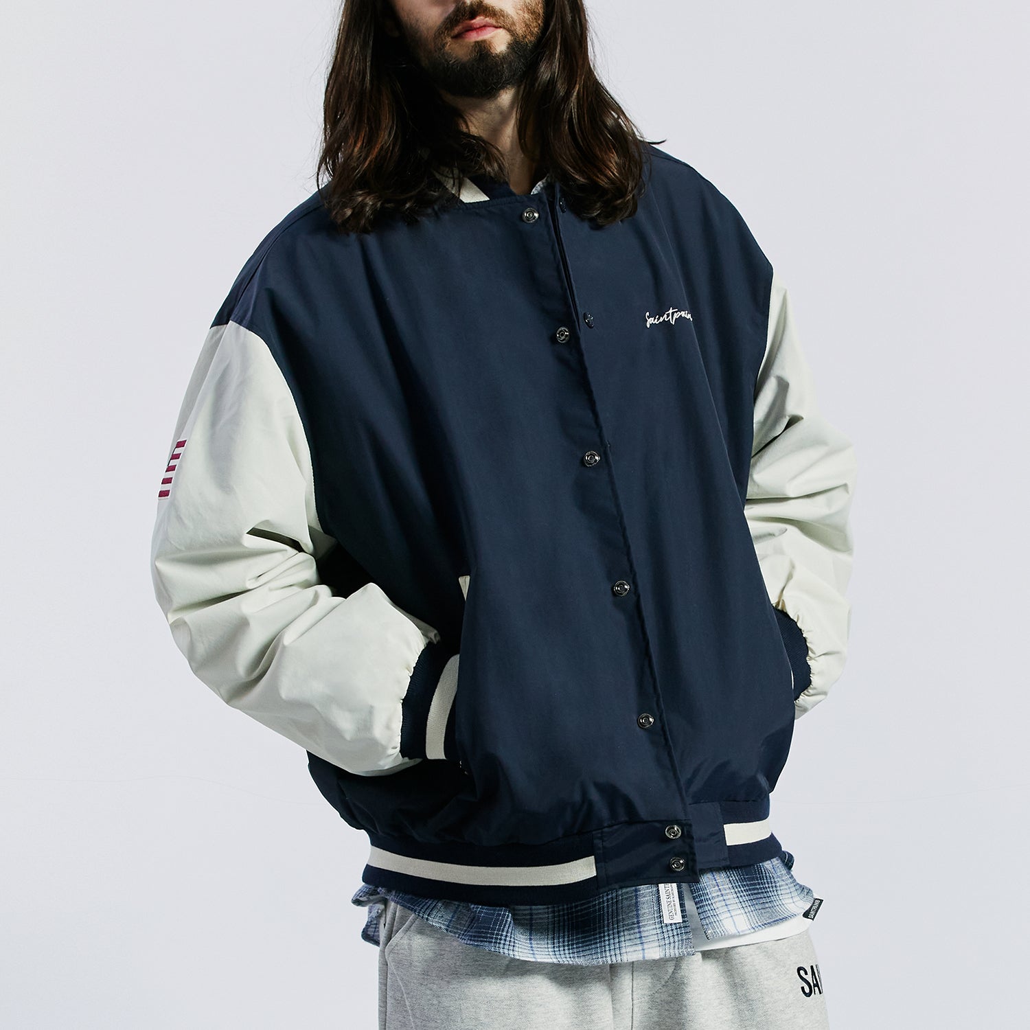 SP NYLON STADIUM JACKET-NAVY